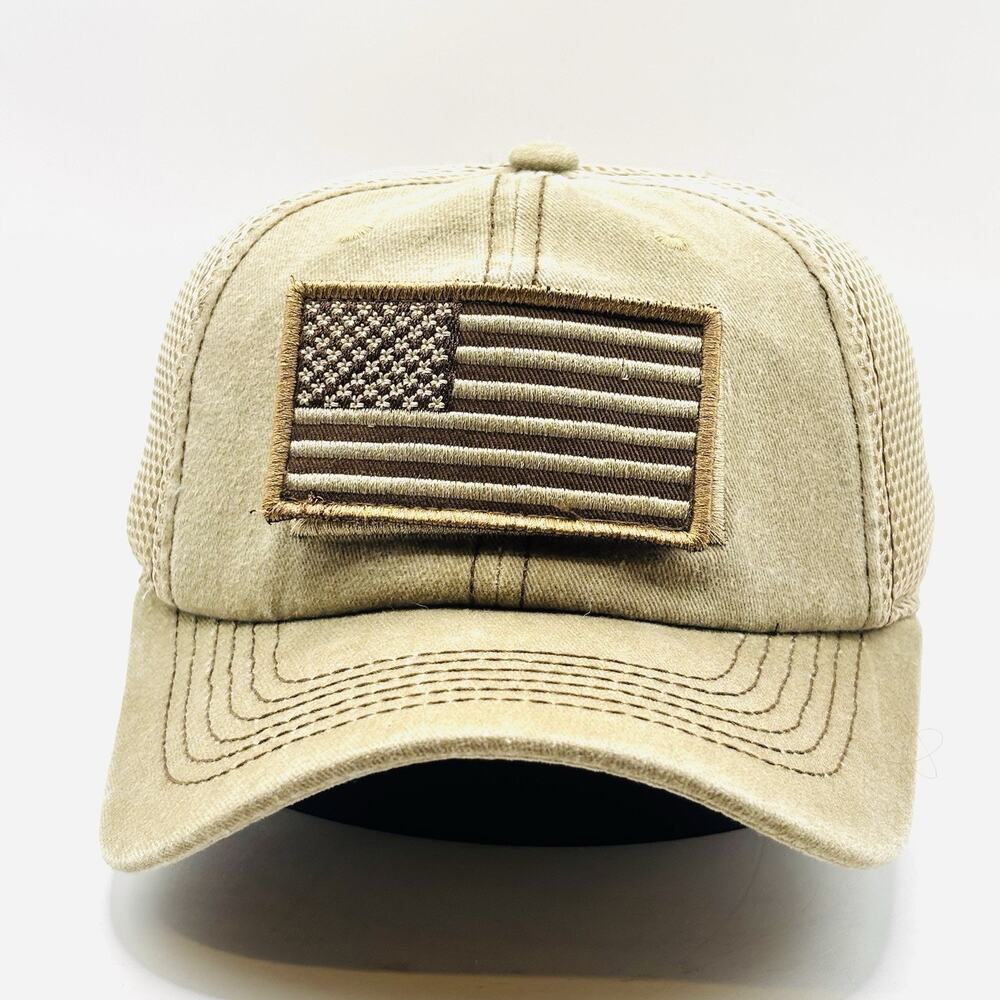 USA American Flag DESERT Embroidered Tactical Patch with Mesh Operator Cap